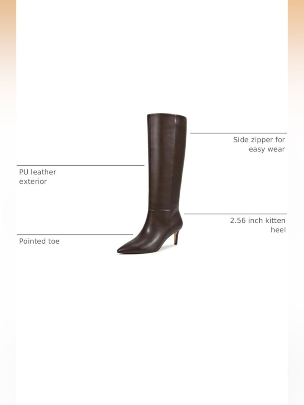(W9) Wet Kiss knee-high boots-Pointed toe,low heel and side zip,full women's 8.5 - Picture 15 of 15